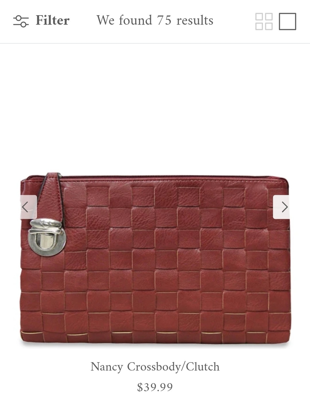 Nancy Woven Vegan Leather Clutch in Deep Red 3 Ways To Carry